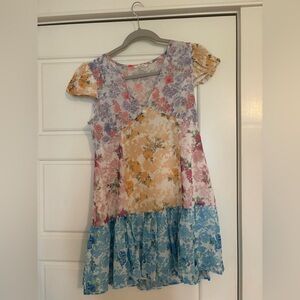 Multicolor Floral Tiered Babydoll Dress